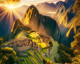 Exclusieve digitale download: Dawn at Machu Picchu van Intipunku: verzameling afbeeldingen met hoge resolutie