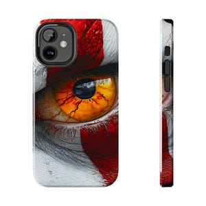 Evil Clown Eye Tough Phone Case - Creepy Horror Scary Phone Cover, Halloween Gift, Gothic Accessories, Spooky Clown Cellphone Case, Dark