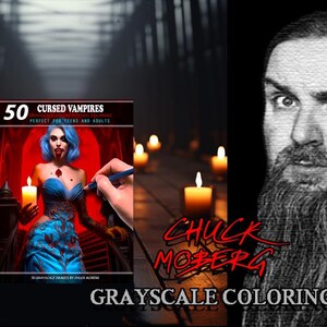 50 Cursed Vampires - Grayscale Colored Pencil Coloring Book - (((( DOWNLOAD VERSION ONLY )))) image 8