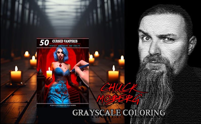 50 Cursed Vampires - Grayscale Colored Pencil Coloring Book - (((( DOWNLOAD VERSION ONLY )))) image 8