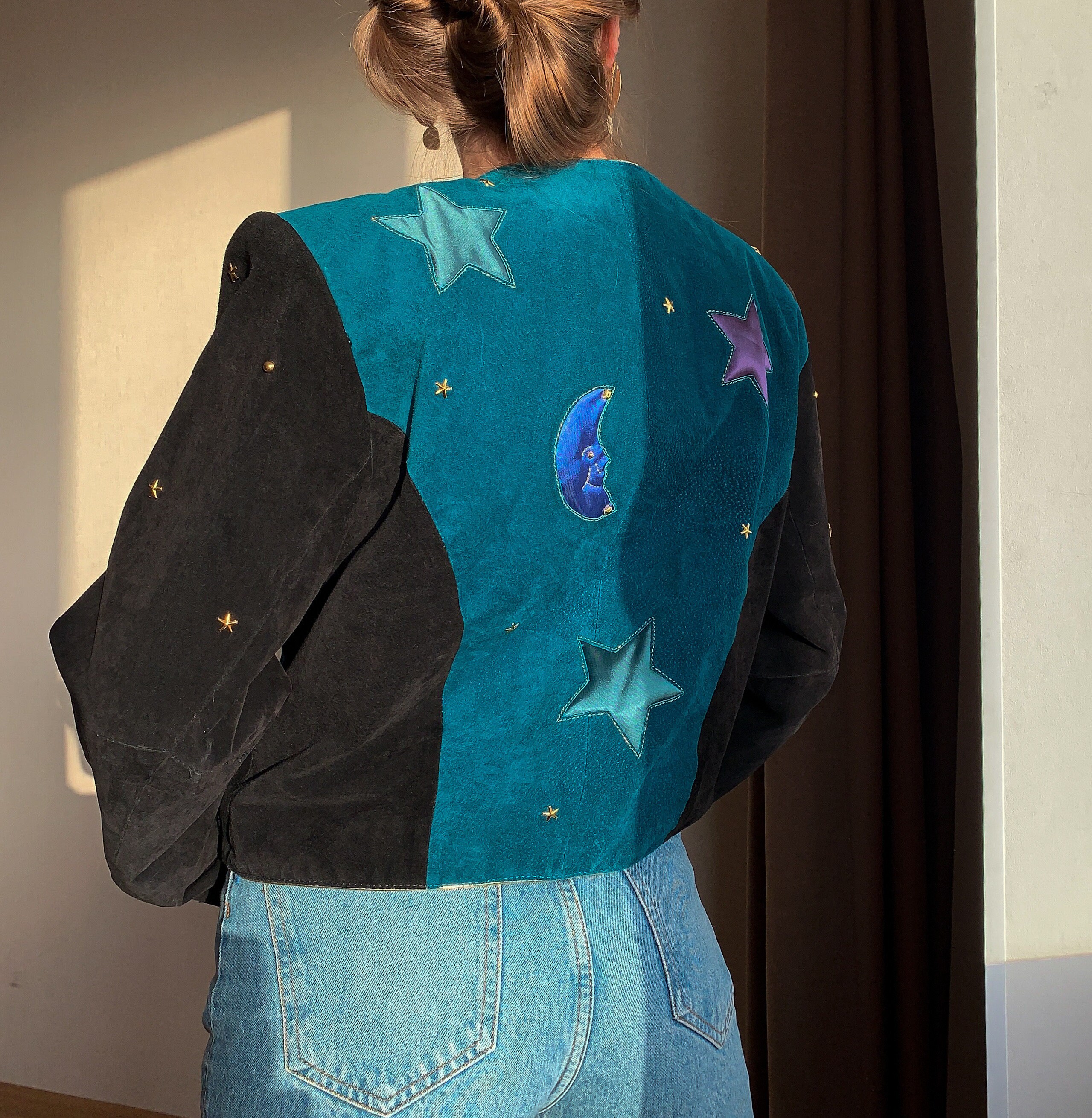 The 80s Dino'z Leather Blue Jacket - Etsy The 80s Dino'z Leather Blue Jacket - Etsy