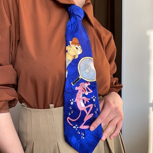 Vintage silk necktie &quot;Pink Panther&quot;