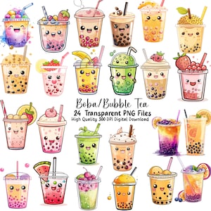Bubble Tea Clipart, Boba Tea, Bubble Tea Stickers, PNG, Commericial Use, Instant Download