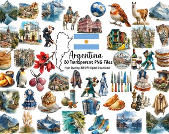 Argentina Clipart Set: Buenos Aires, Tango, Patagonia (Digital Download)