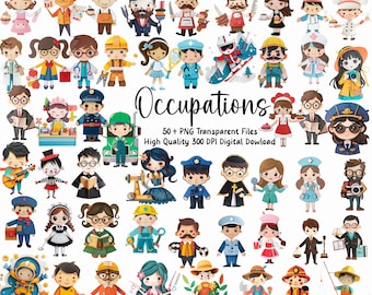 Professional Clipart Bundle: Occupations Icons, Teacher Essentials, Job Clipart, Commerical License, Png files