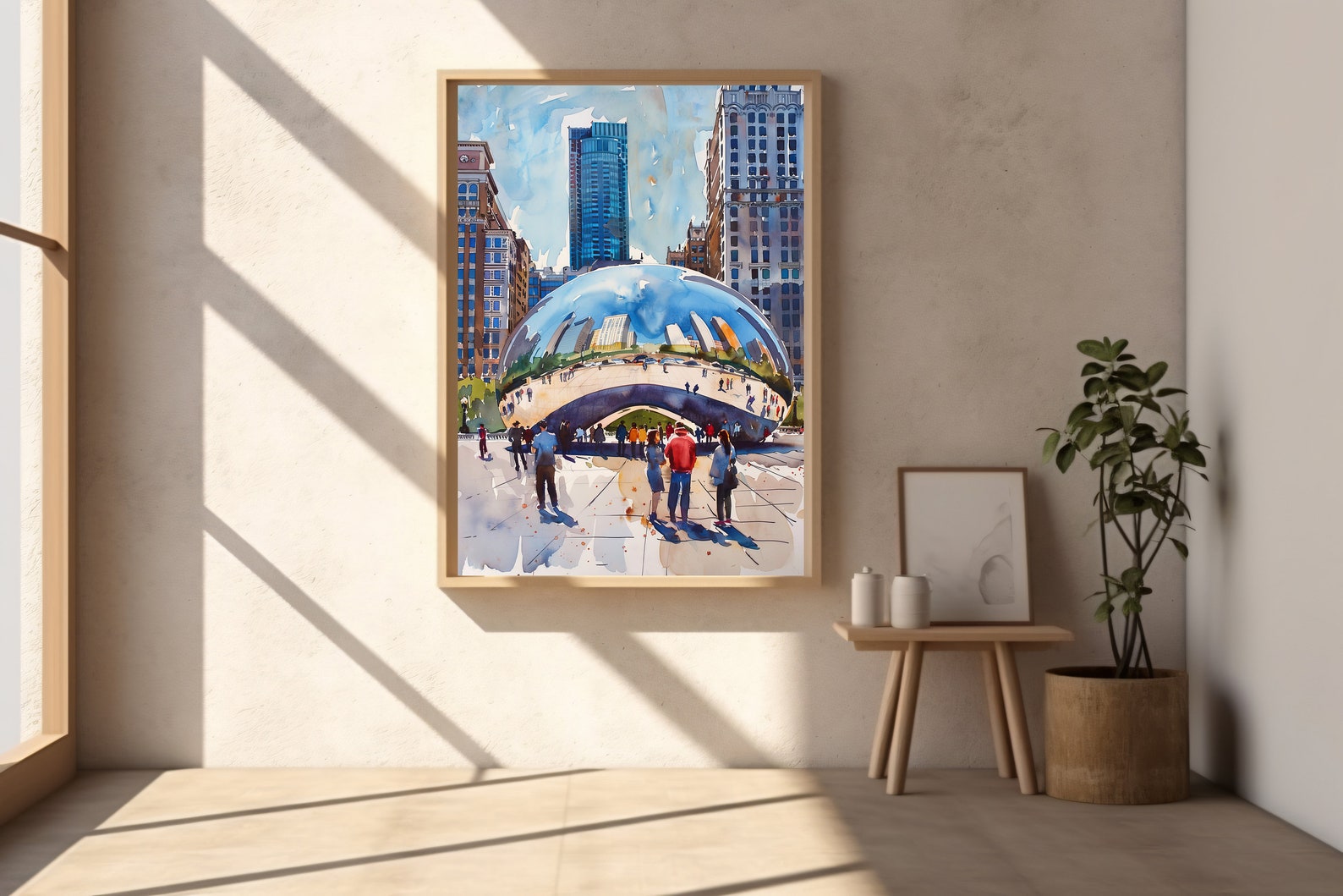 CHICAGO Wall Art , the Bean, High Quality Printable File, Digital Wall ...