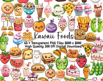 Kawaii Food Clipart | 65+ PNG Graphics (Digital Download