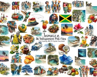 Jamaica Clipart | Jamaican Culture, Flag, Food, Landmarks & Travel Digital PNGs