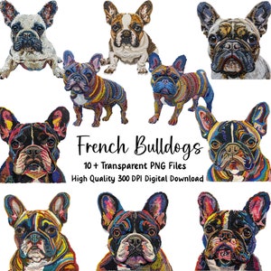 Französische Bulldogge Clipart-Bundle |  Hundegrafik, Hundeaufkleber | Hochwertiges PNG | Sublimation, Digitaler Planer, Junk Journal, | Kommerzielle Nutzung