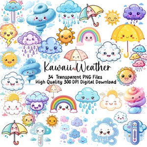 Kawaii Weather PNG Clipart, Transparent background. Personal and Commercial use