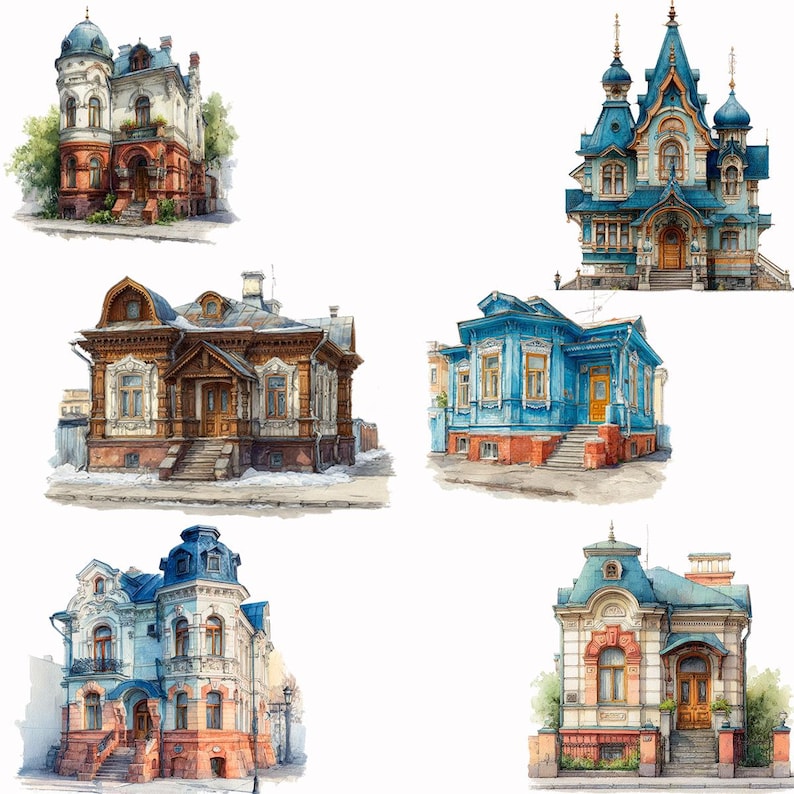 Quaint Structures Russia Clipart, Russian Culture, Travel, Invitations, Junk Journals ...