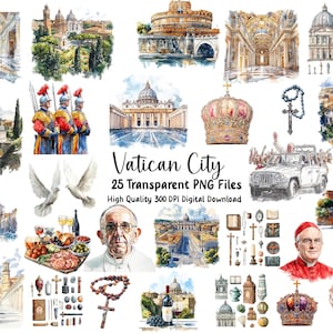 Clipart da Cidade do Vaticano, Papa Leão, Papa Francisco, Viagem a Roma, Itália, Italiano, Igreja Católica, Convites, Planejador, Diário de Junção, Scrapbooking