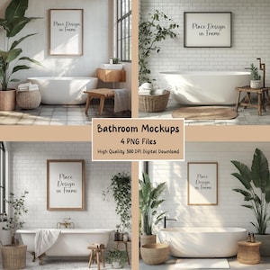 Farmhouse Bathroom Frame Mockup, Interior Home Mockup, Styled Frame Mockup, Modern Frame Mockup, PNG & JPG Files, Instant Download