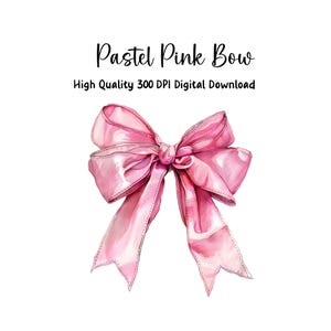 Pink Coquette Bow Clipart: Pastel Ribbon PNG (Digital Download)