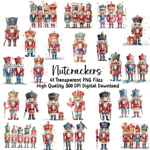 Clipart de quebra-nozes de Natal, decoração de feriado, convites, cartões comemorativos. Download instantâneo