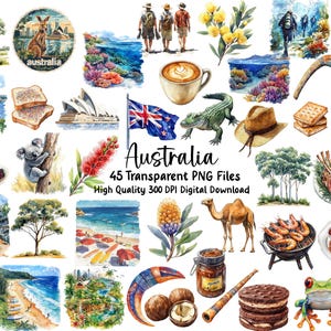 Australien Clipart, Australiana Reise Clipart, Einladungen, Junk Journals, Grußkarten, Digital Download Clipart