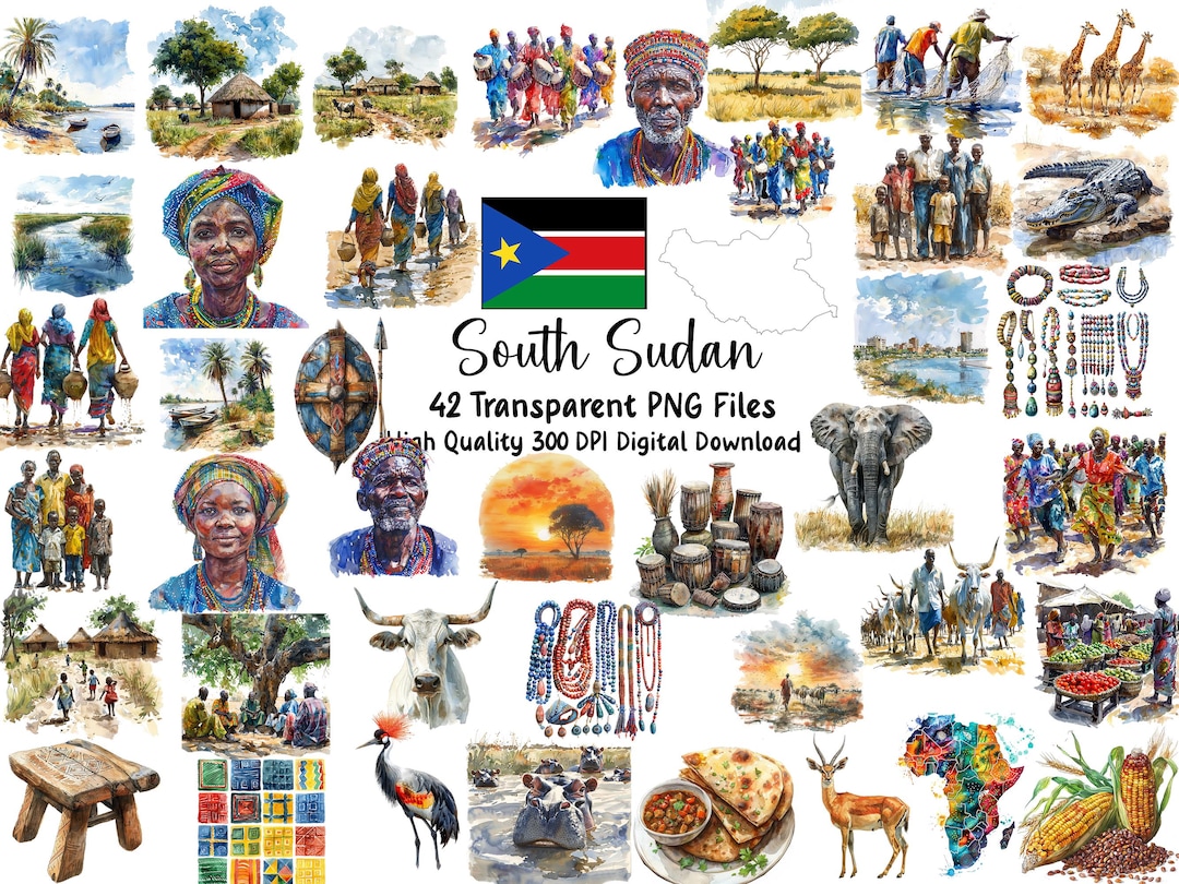 South Sudan Clipart Bundle – African Culture, River Life