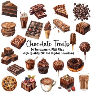 Chocolade clipart, graphics zoete lekkernijen, cake, snoep, junk Journal Art, decor feest, wenskaart, uitnodigingen, Instant Download