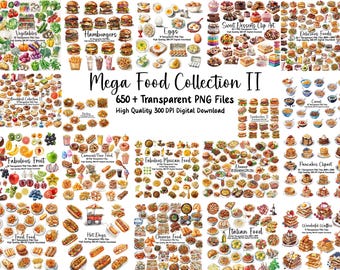Megacollectie voedselclips: 650+ png-illustraties (commercieel gebruik)