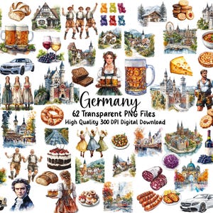 Clipart Duitsland, Duitse cultuur, reisafbeeldingen, Beiers eten, dagboek, plakboeken, Oktoberfest, Lederhosen, Instant Download