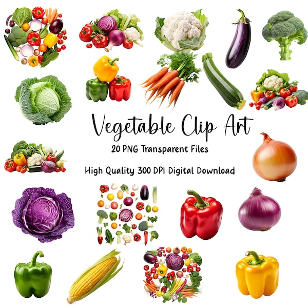 Fresh Vegetable Clip Art, Beautiful Vegetables, Food Clipart PNG, Digital Download, Corn, carrots, peppers,  Vegetable Photography