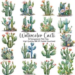Clipart cactus aquarelle, graphismes aquarelle cactus, Art du sud-ouest, Clipart Invitation, usage Commercial