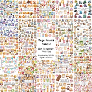 Kawaii Mega Bundle, Over 800 Files, Kawaii Food, Trucks, Boba Tea, Cup Cakes, S'mores, Asian Food, PNG, Commerical Use, Instant Download