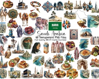 Saudi Arabia Clipart | Middle Eastern Landmarks, Food, Culture (PNG)