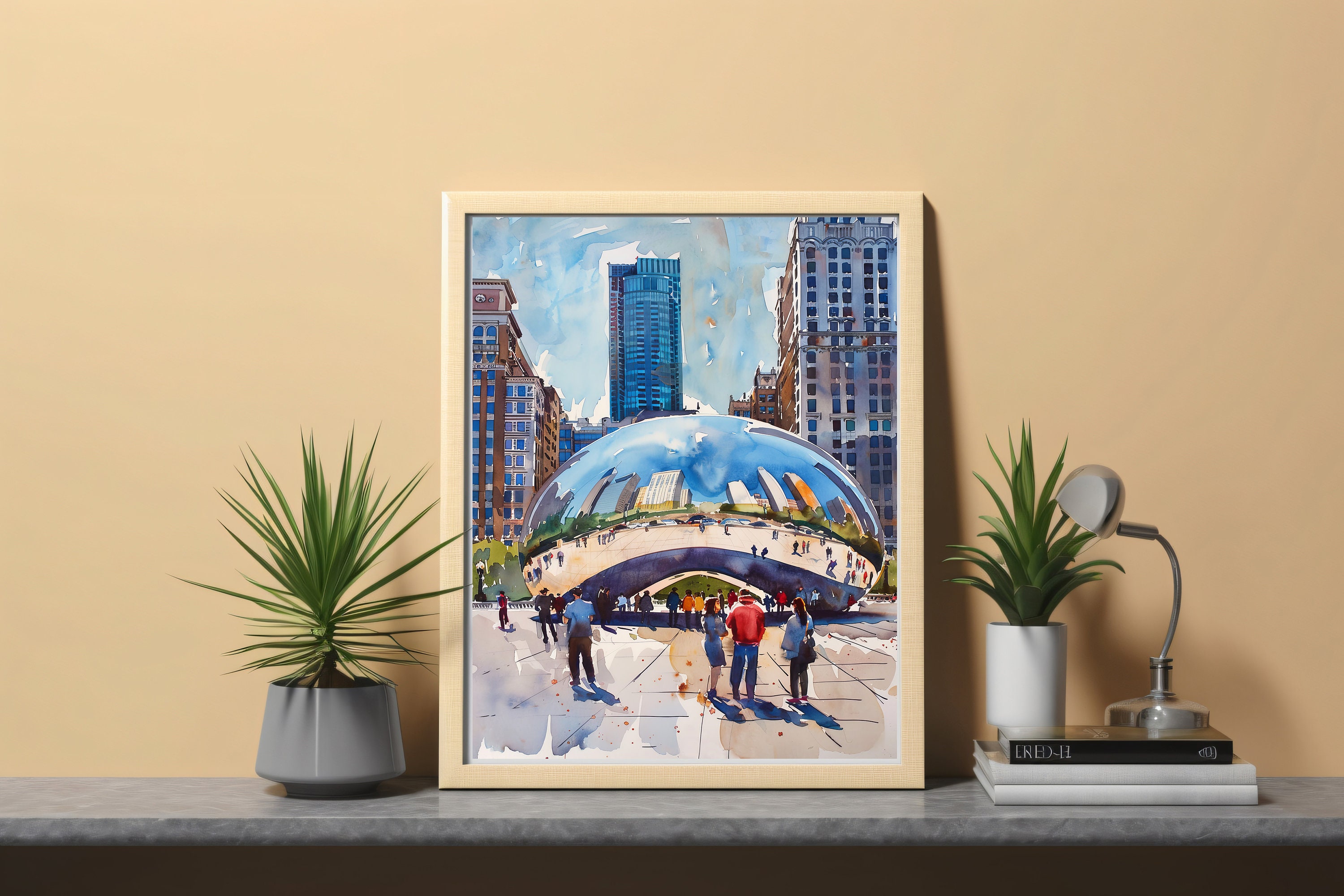 CHICAGO Wall Art , the Bean, High Quality Printable File, Digital Wall ...