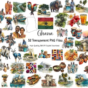 Ghana Clipart Bundle | African Culture, Food, Landmarks (Instant Download)