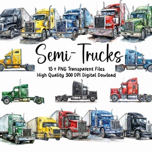 Bundle de cliparts semi-camion, Images de gros gréement, 15 camions, téléchargement immédiat, usage commercial