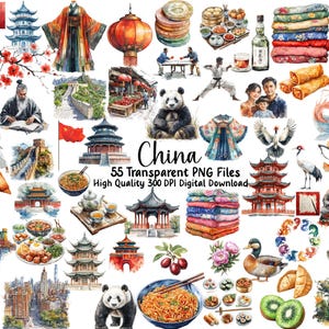 China Clipart, Travel, Chinese Culture, Landmarks, Digital Print, Scrapbooking, PNG Files