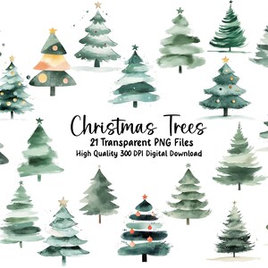Christmas Tree Clipart, Whimsical Trees, Holiday Decor, Sublimation, Gift Tags, Invitations, Journals, PNG Files
