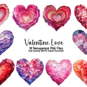 Valentine Heart Clipart: Papercut Style, Junk Journal Art (Digital Download)