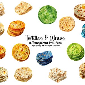 Watercolor Tortilla Clipart | Mexican Food PNG | Taco Tuesday, Fiesta, Cinco de Mayo Digital Download