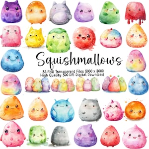 Squishmallows Clipart,  Cute Printable Stickers,  Squishy Animal Cartoon, Room Decor, Scrapbooking, Journals, PNG