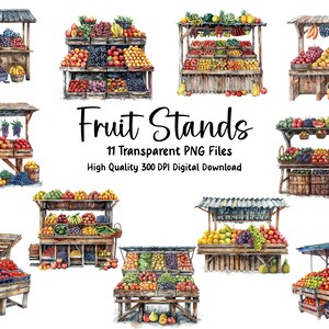 Clipart aquarelle de fruits, arrière-plan PNG transparent, fabrication de cartes, scrapbooking, menu, carnets, usage commercial