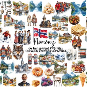 Norwegen Clipart, skandinavische Kultur, Reisebilder, Norwegisches Essen, Journal, Scrapbooks, , Instant Download