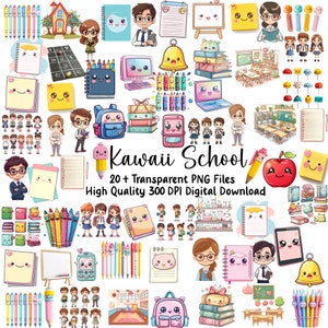 Kawaii Schule Clipart, entzückende Klassenzimmer Grafiken, süße Kawaii Kinder, PNG, kommerzielle Nutzung