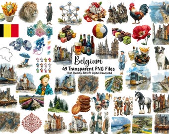 Belgium Clipart | Belgian Landmarks, Food & Culture PNG | Digital Download