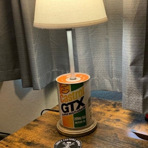 Vintage Oil Can Lamp. Mancave , Gift for Husband,dad, gearhead. Upcycle,car part decor,car part art, upcycle,Valentine&#39;s gift, birthday gift