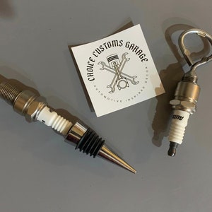 Unique Spark Plug Bottle Opener and Bottle Stopper Set