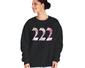 Angel Number 222 Unisex NuBlend® Crewneck Sudadera, Sudadera de manifestación, Sudadera Lucky Number, Jersey gráfico espiritual