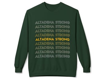 ALTADENA STRONG イエロー オンブレ ユニセックス ミッドウェイト ソフトスタイル フリース クルーネック スウェットシャツ