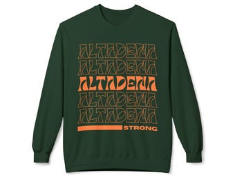 ALTADENA STRONG オレンジ スクリプト ユニセックス ミッドウェイト ソフトスタイル フリース クルーネック スウェットシャツ