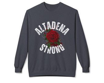 ALTADENA STRONG ローズスプラッシュ ユニセックス ミッドウェイト ソフトスタイル フリース クルーネック スウェットシャツ