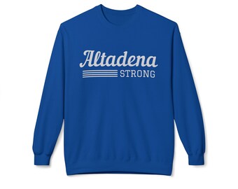 ALTADENA STRONG バーシティ ユニセックス ミッドウェイト ソフトスタイル フリース クルーネック スウェットシャツ
