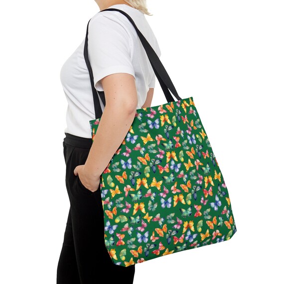 Colorful Butterfly Print Women\'s Bag Butterfly Leather Purse, Women Colorful Pink Blue Designer  main image 2
