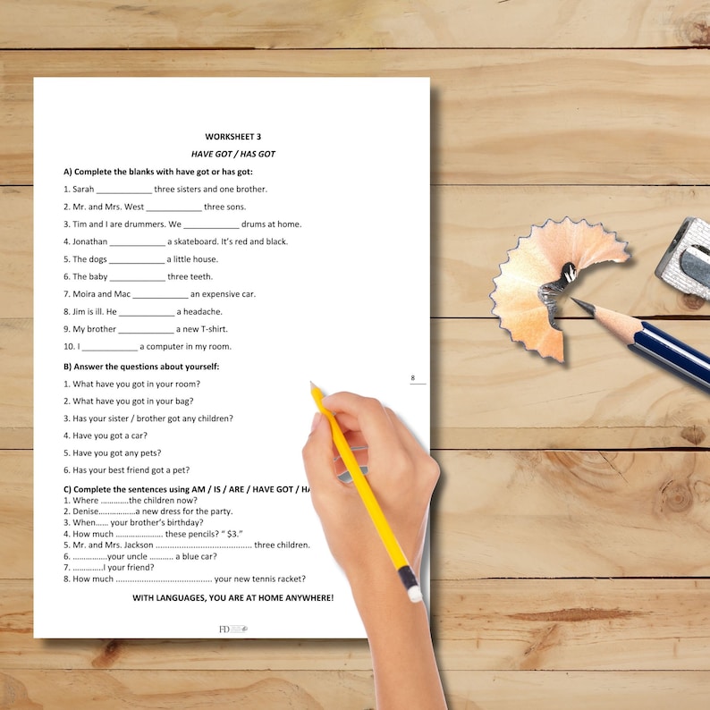 A1 grammar worksheets
