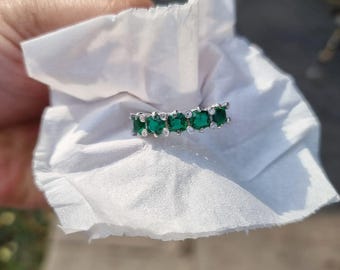 Emerald Ring, Multi Stone Ring, Round Cut, 925 Sterling Silver, Handmade Ring, Gift For Her, Ring For Her, Engagement Ring, Anniversary Ring
